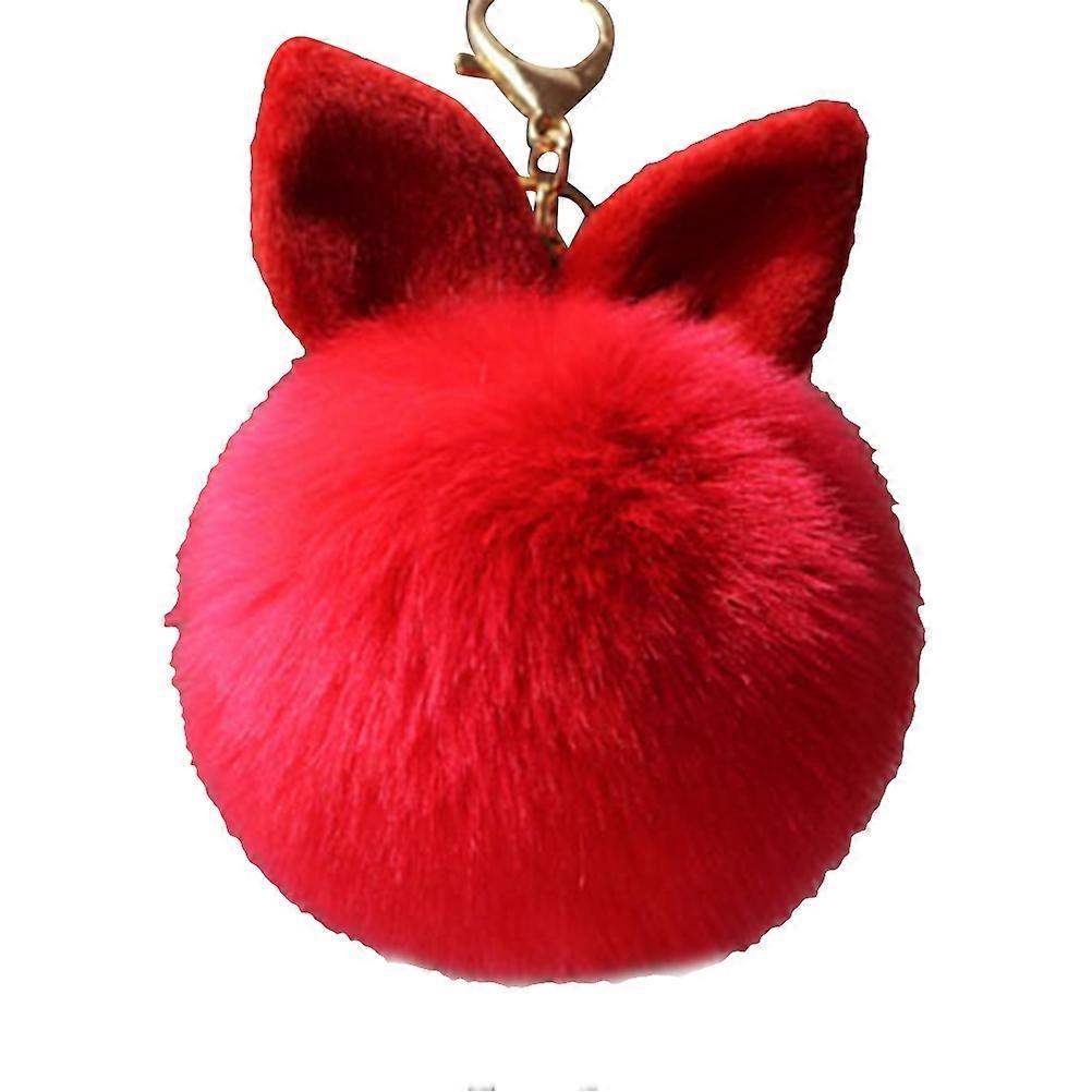 Pom Pom Rabbit Ear Keyring for Decoration Red Bag Charm