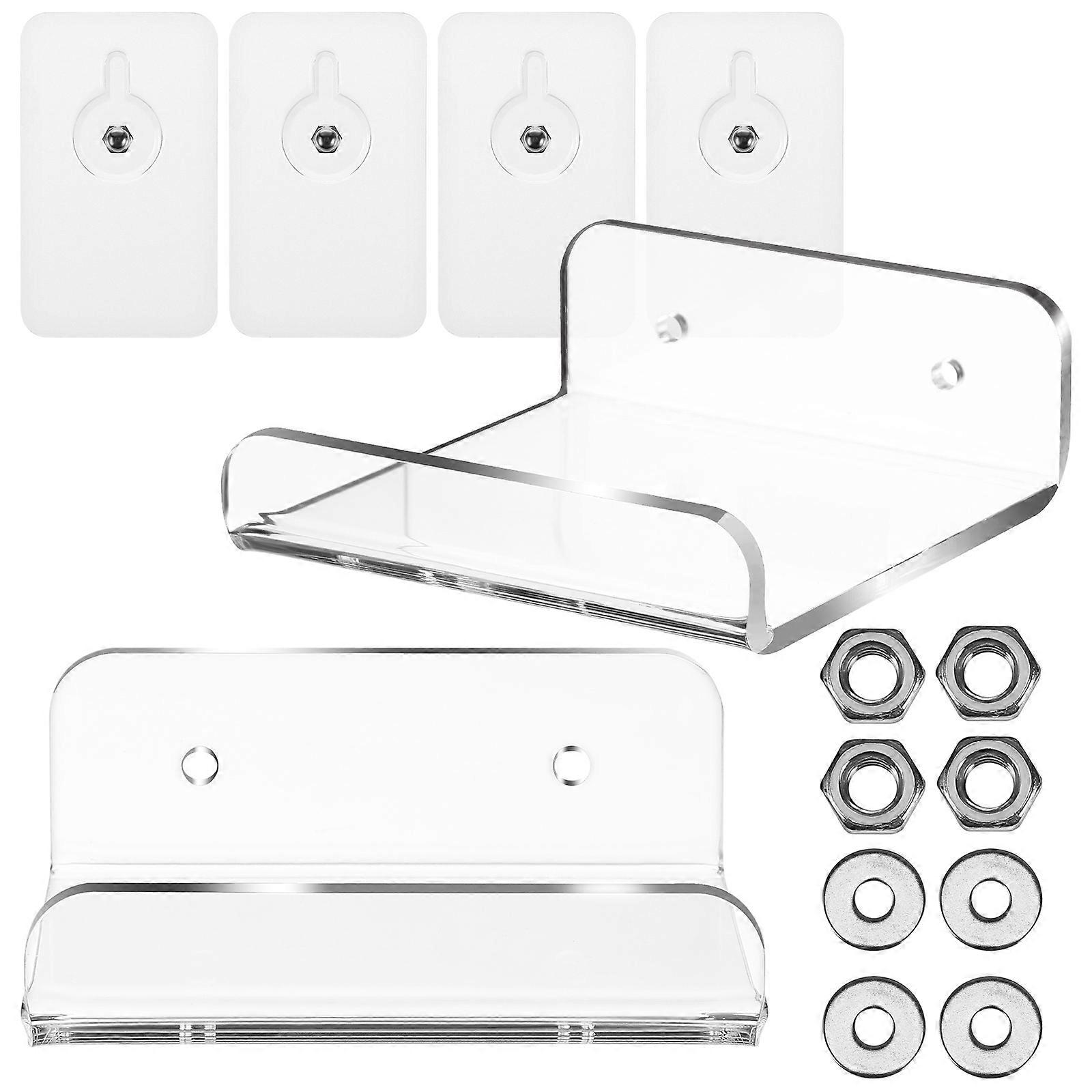 Clear Acrylic U Shaped Floating Shelf for Storage Use 2Pcs Wall Mounted Shelf