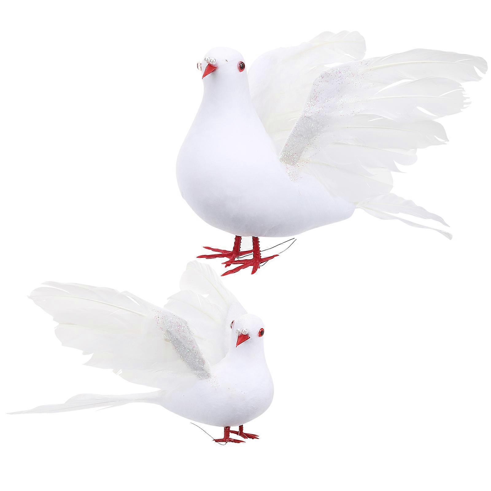 Artificial Feathered Dove Foam Bird for Decoration 8Pcs Realistic Style