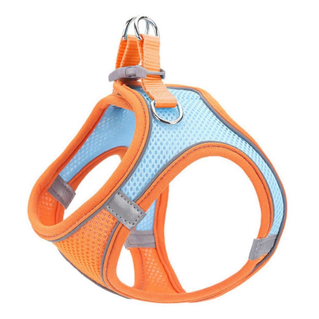 Breathable Puppy Vest Leash Set Reflective Xxs Orange Color Block For Outdoor Walks, Exercise, Cats And Dogs
