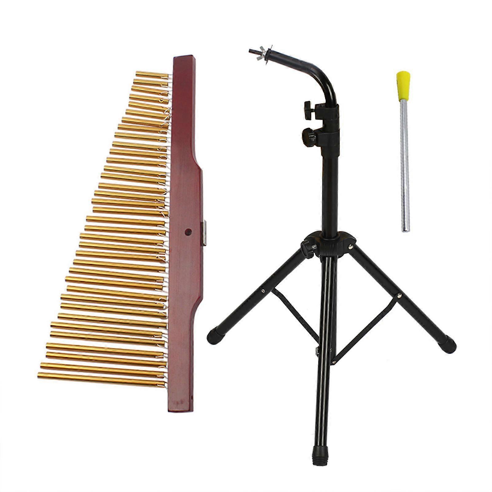 36 Bells Barchime Portable Single Row Bar Wind Chime Musical Percussion Instrument with Tripod and Percussion Stick
