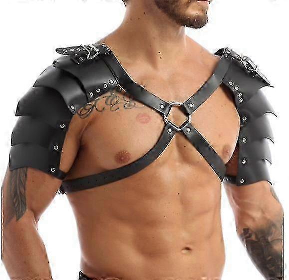 רתמה גברים סטימפאנק גותי עור פו שריון כתף כפול אבזמים חזה גוף רתם חגורה למסיבה קוספליי ליל כל הקדושים