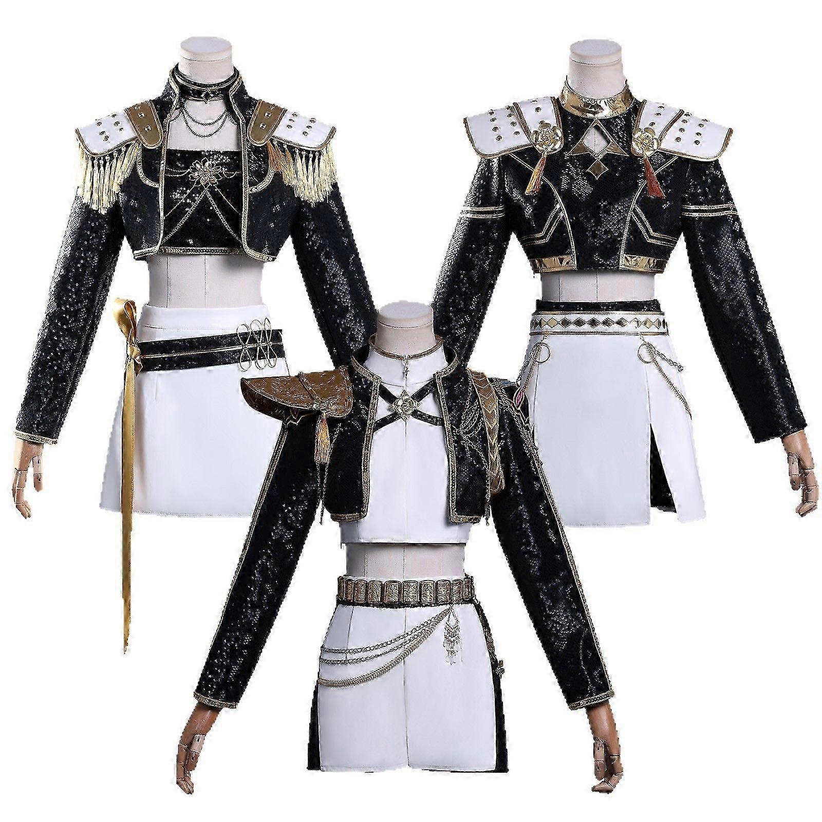 新しいKPopデーモンハンターズコスプレコスチュームセットルミミラゾーイハロウィンパーティーファンシードレスレディースブラック_e