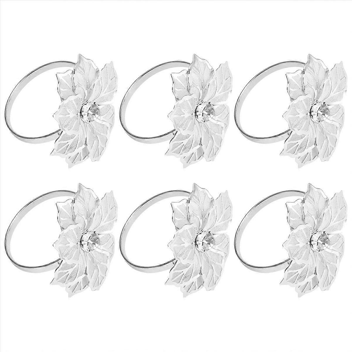 6Pack Napkin Rings, for Table Decorations,Wedding,Dinner,Party,Silver