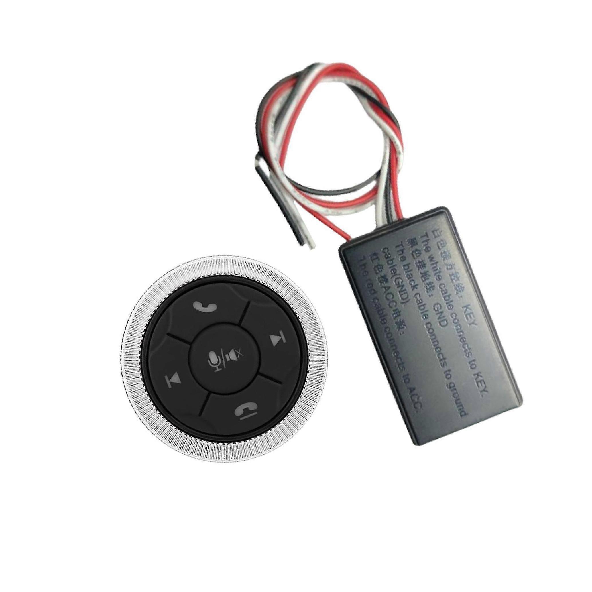 Universal Wireless Bluetooth Media Button 7 Key for iPhone for iOS Car Silver