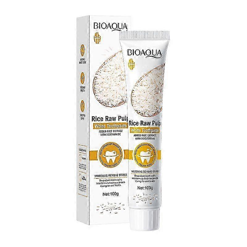Rice Raw Pulp Teeth Whitening Toothpaste 100g - Added Rice Extract & Niacinamide, Deeply Cleans & Removes Stains, Mild Formula for Fresh Breath & Oral