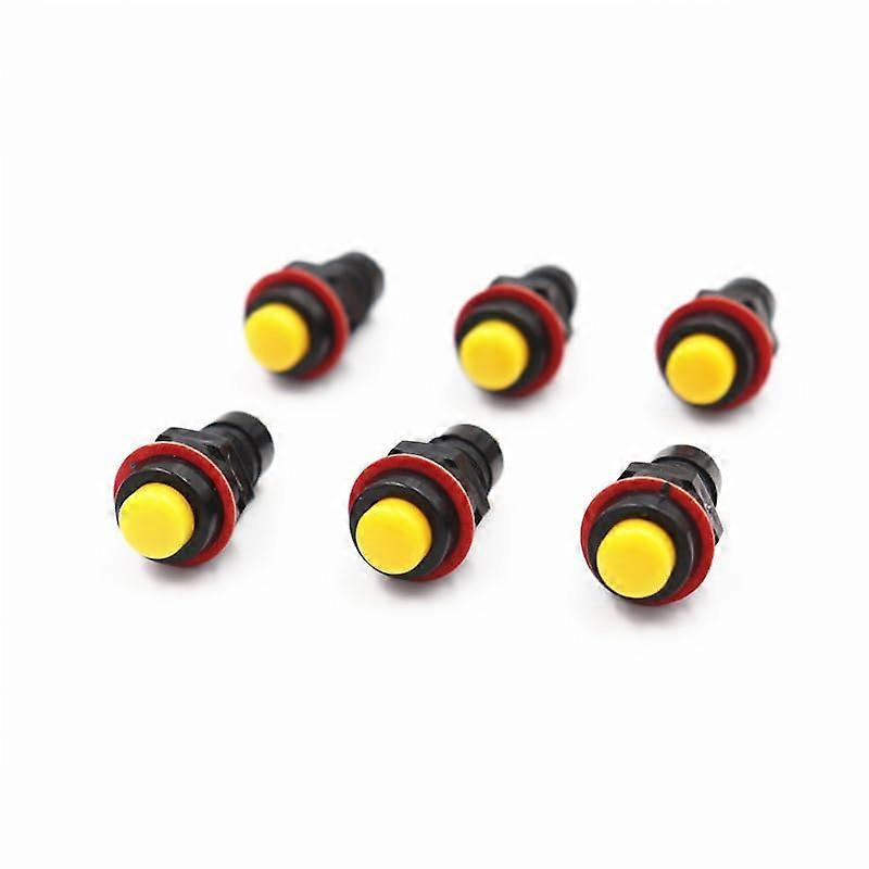 Yellow 10mm Self Locking Round Push Button Switch 6 Pieces