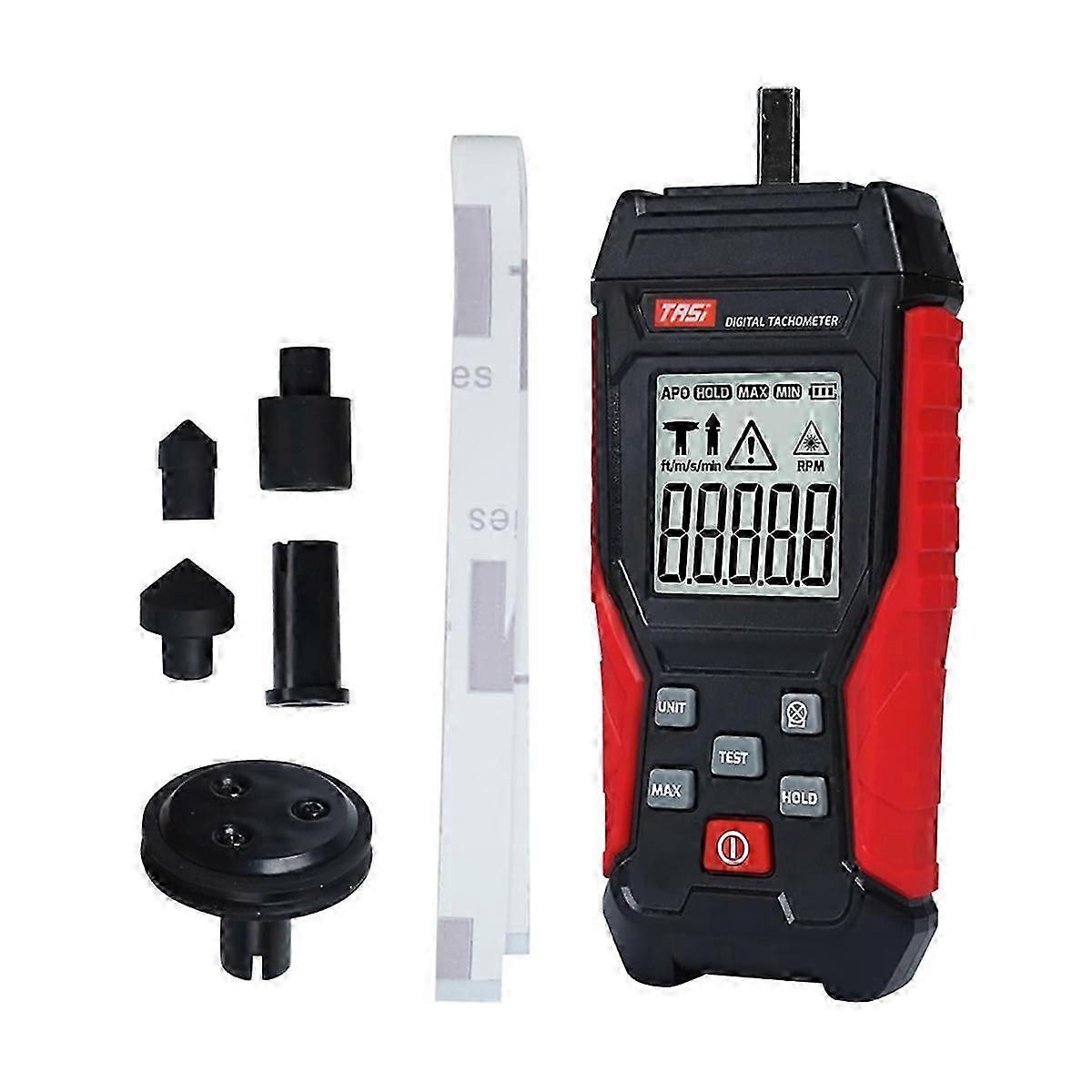 2-in-1 Digital Tachometer, Handheld Contact 3-19999RPM & Non-Contact 3-99999RPM Meter with 4 Probes