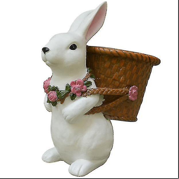 Nourriture Boisson Jardin Statue Décoration Dessin Animé Lapin Bambou Tissé Pot De Fleur Décoration De La Maison