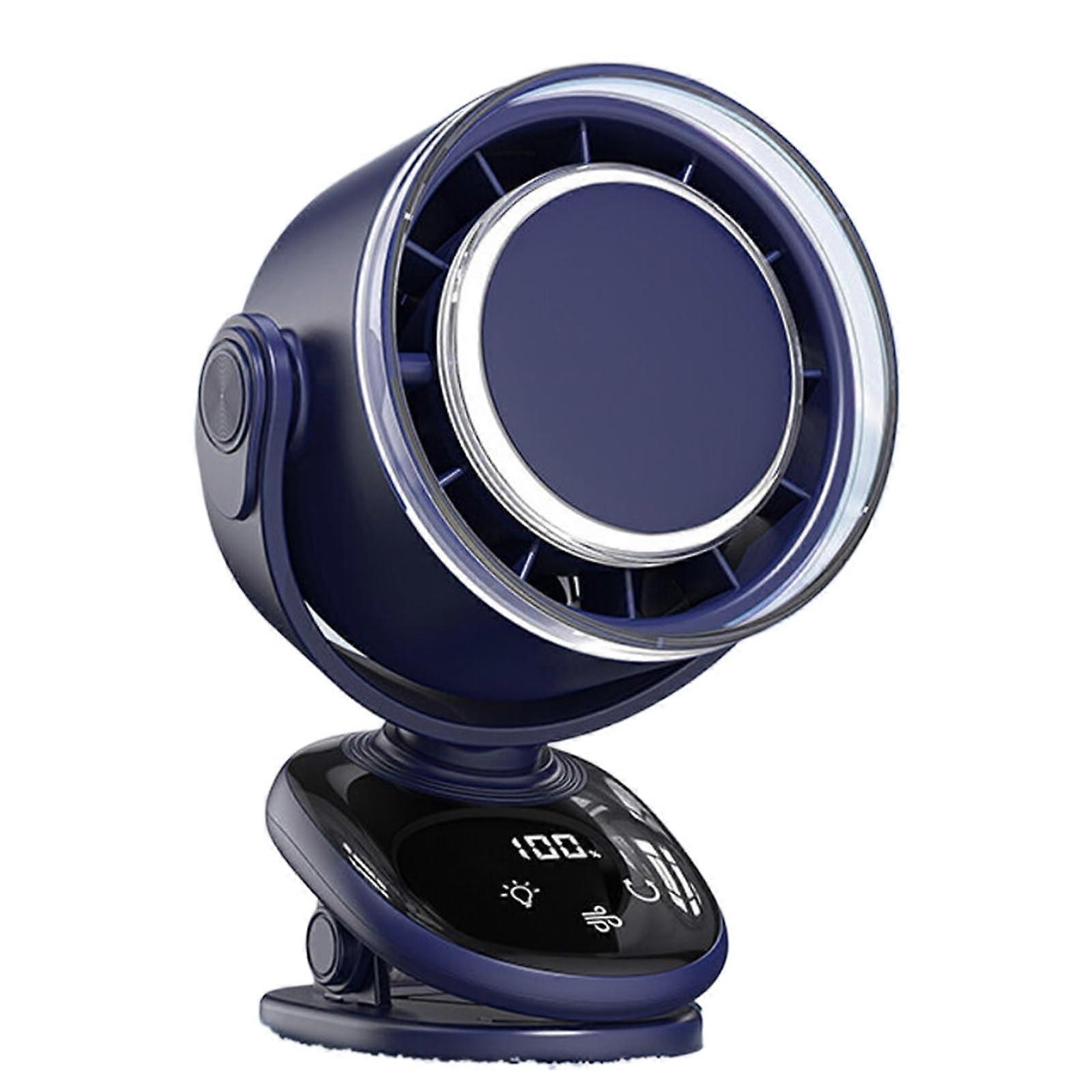 180 Degree Desk Fan Rechargeable Portable ClipOn Table Fan With Digital Display Blue