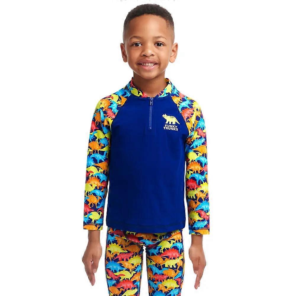 Funky Trunks Toddler Boys Swimmasaurus Zippy Rash Vest - Blue/Multi