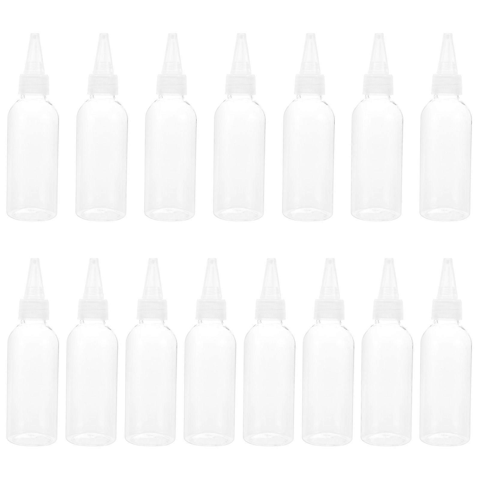 15pcs 80ml Sand Art Bottles Transparent Plastic Squeeze Bottle Nozzle Tip Dispenser (Random Color)