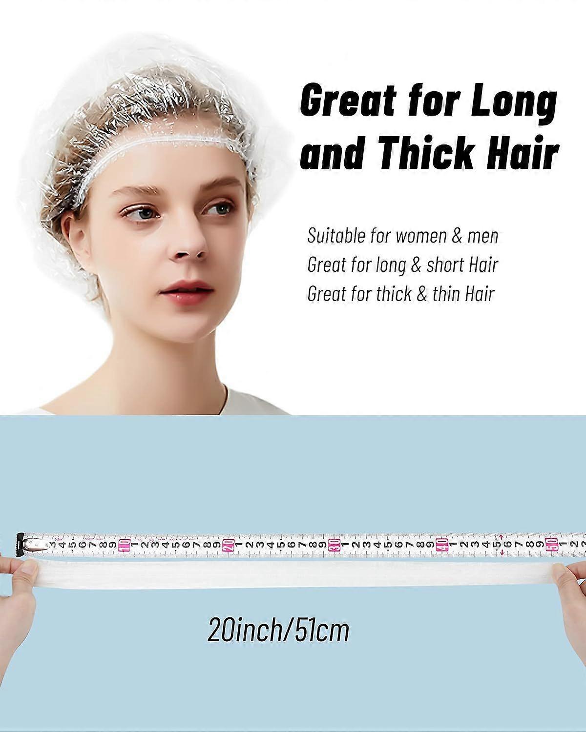 Disposable Shower Caps, 100 Pcs Plastic Shower Cap, Extra Large Thick Elastic