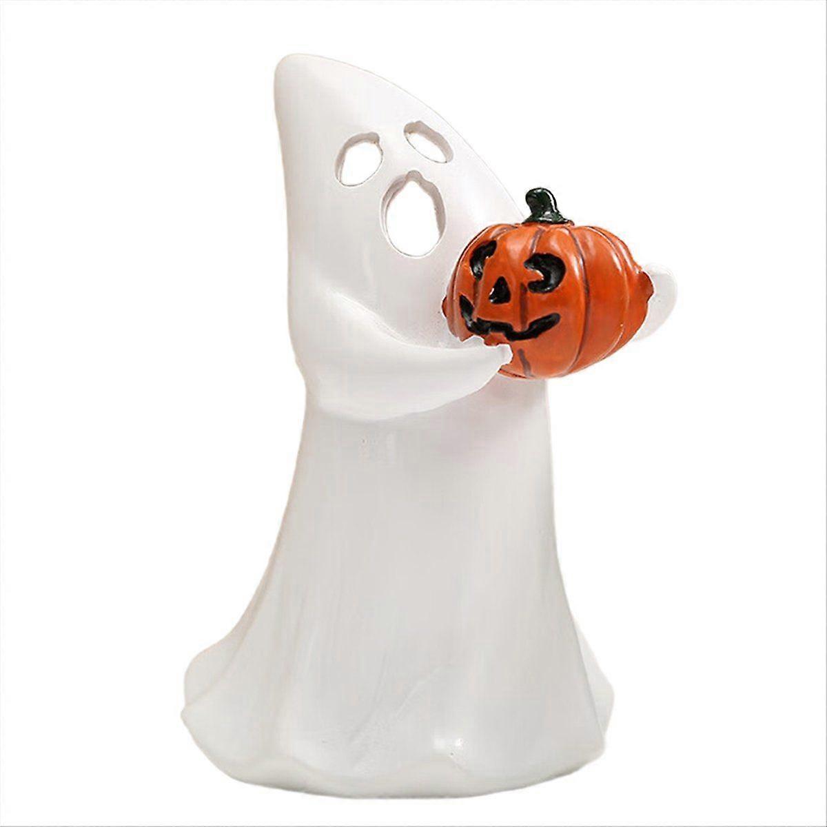 1PCS Halloween Resin Decor Set - Pumpkin Ghost Ornaments for Home Party Desktop Window Display A