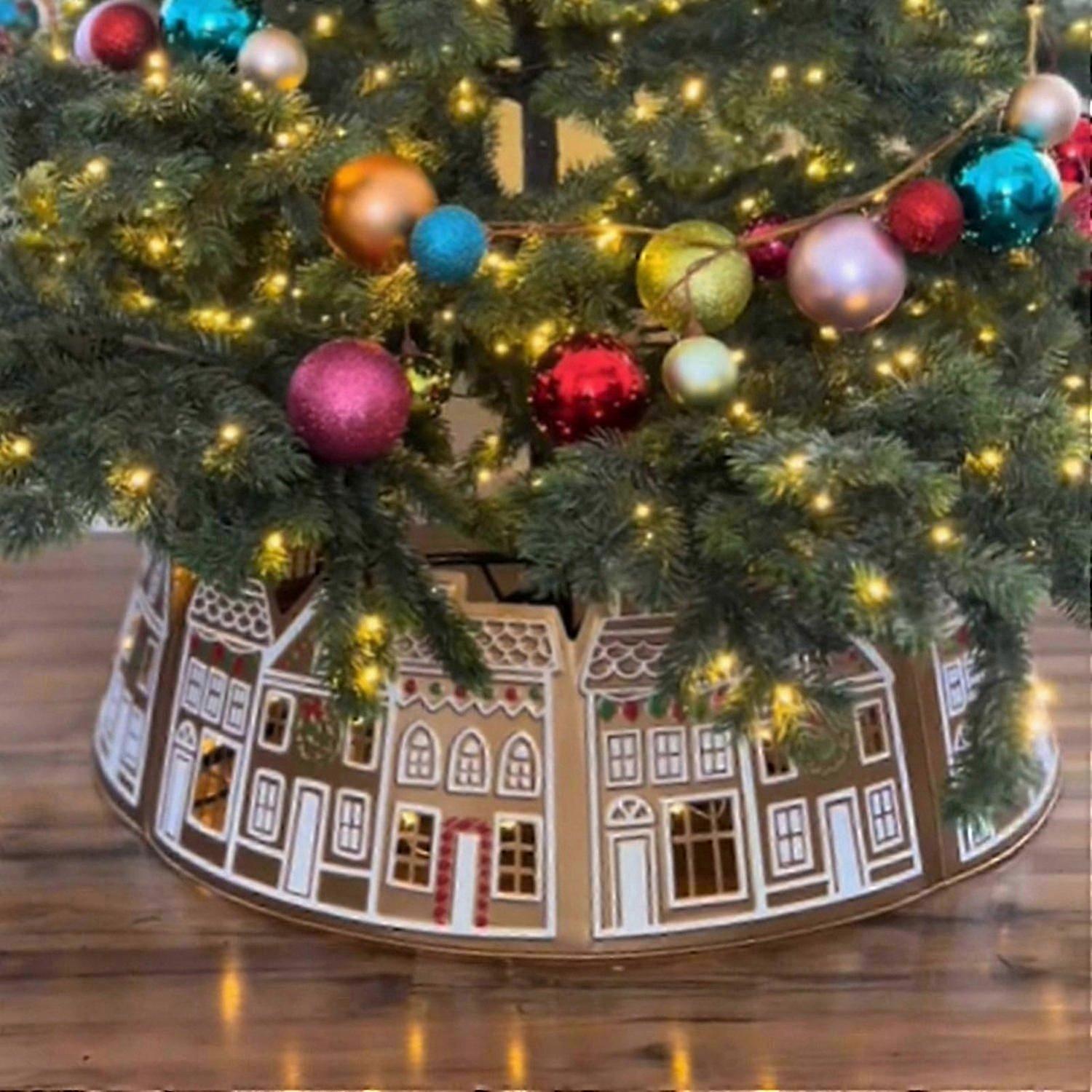 Ugly Christmas Sweater Gingerbread House Christmas Tree Collar LED Christmas Tree Collar Suitable Fo