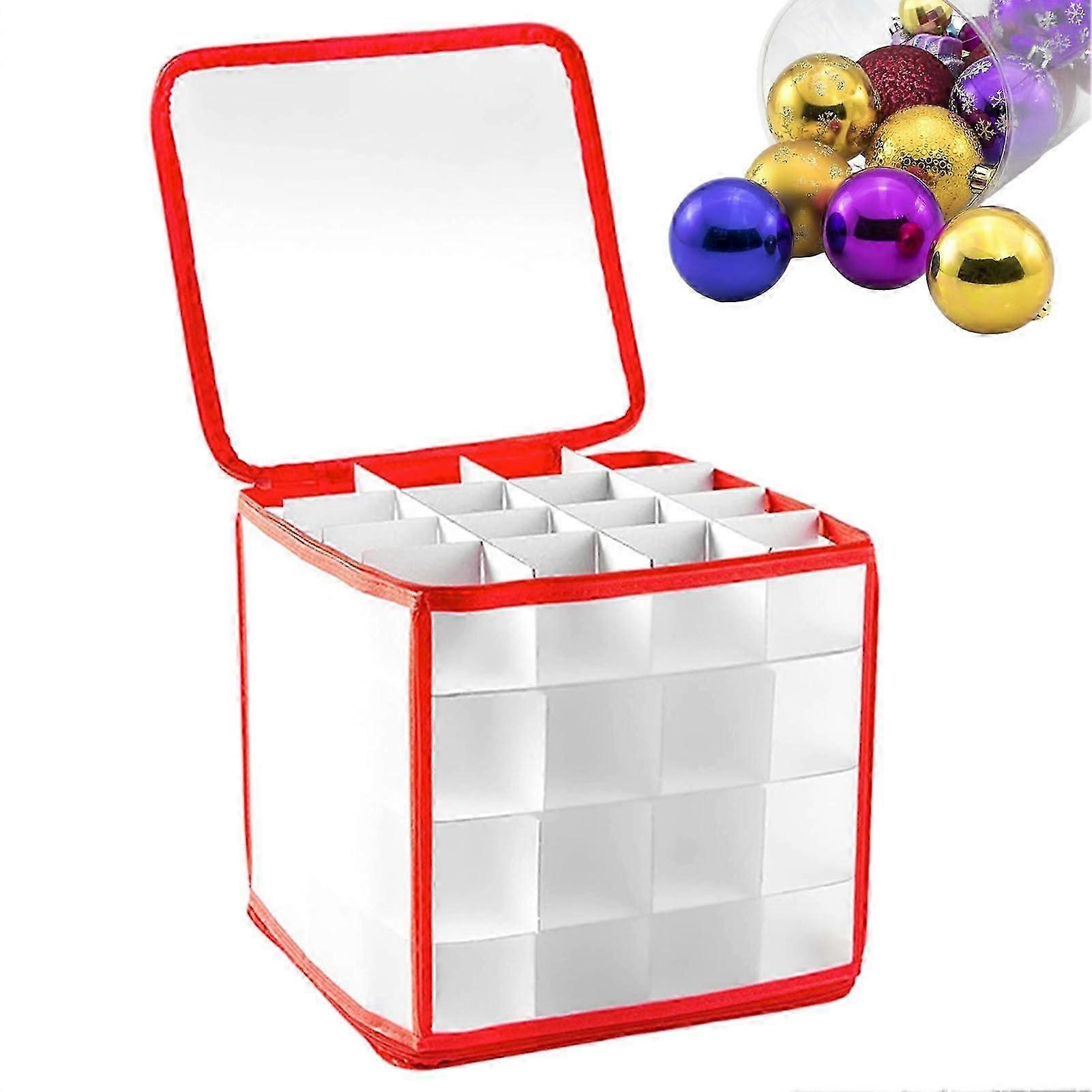 Christmas Bauble Storage Box 64-Grid Organiser Chest For Tree Ornaments Removable With Dividers And Handle