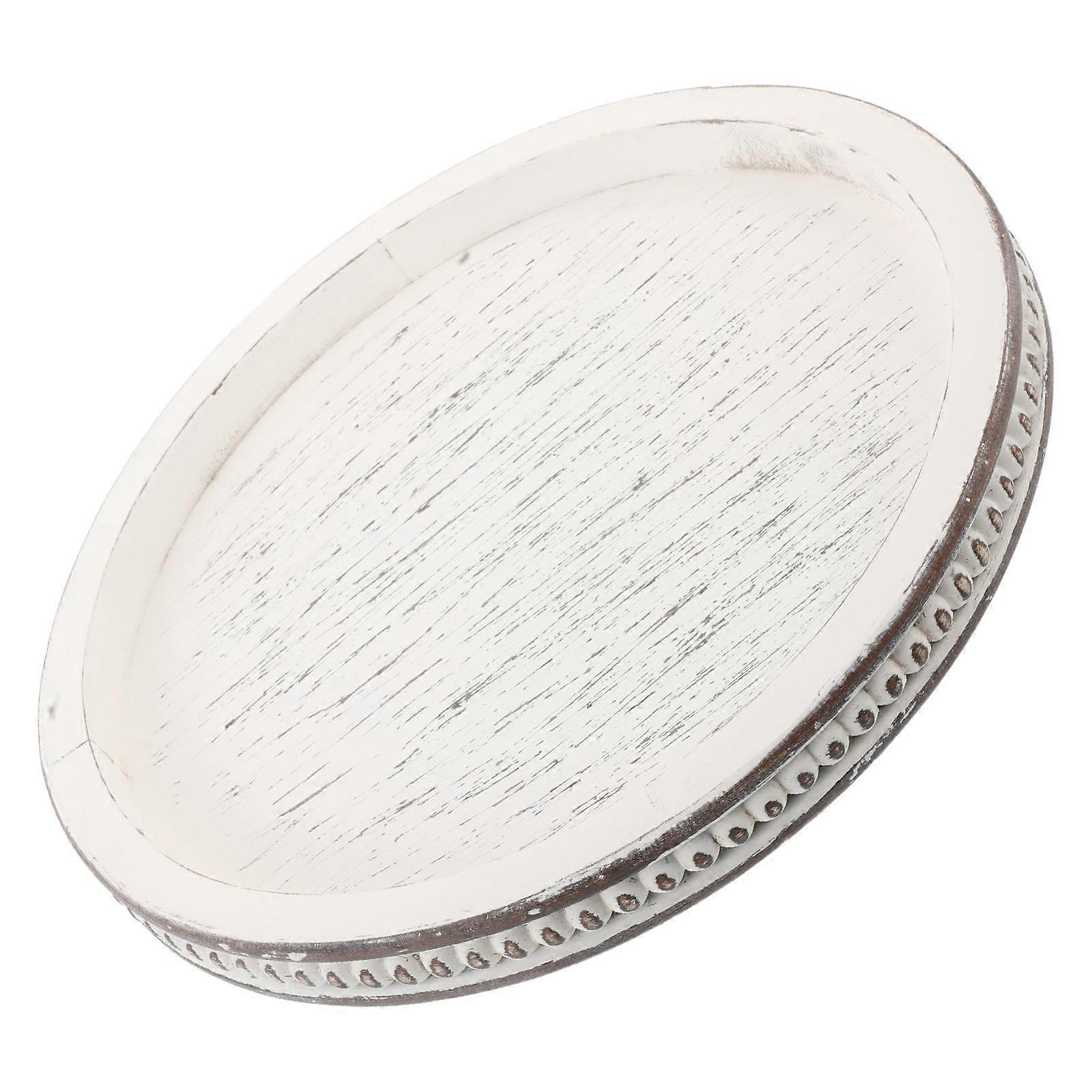 Decorative Organizer Tray Round Serving Tray for Home Kitchen Dining Beige 1Pc
