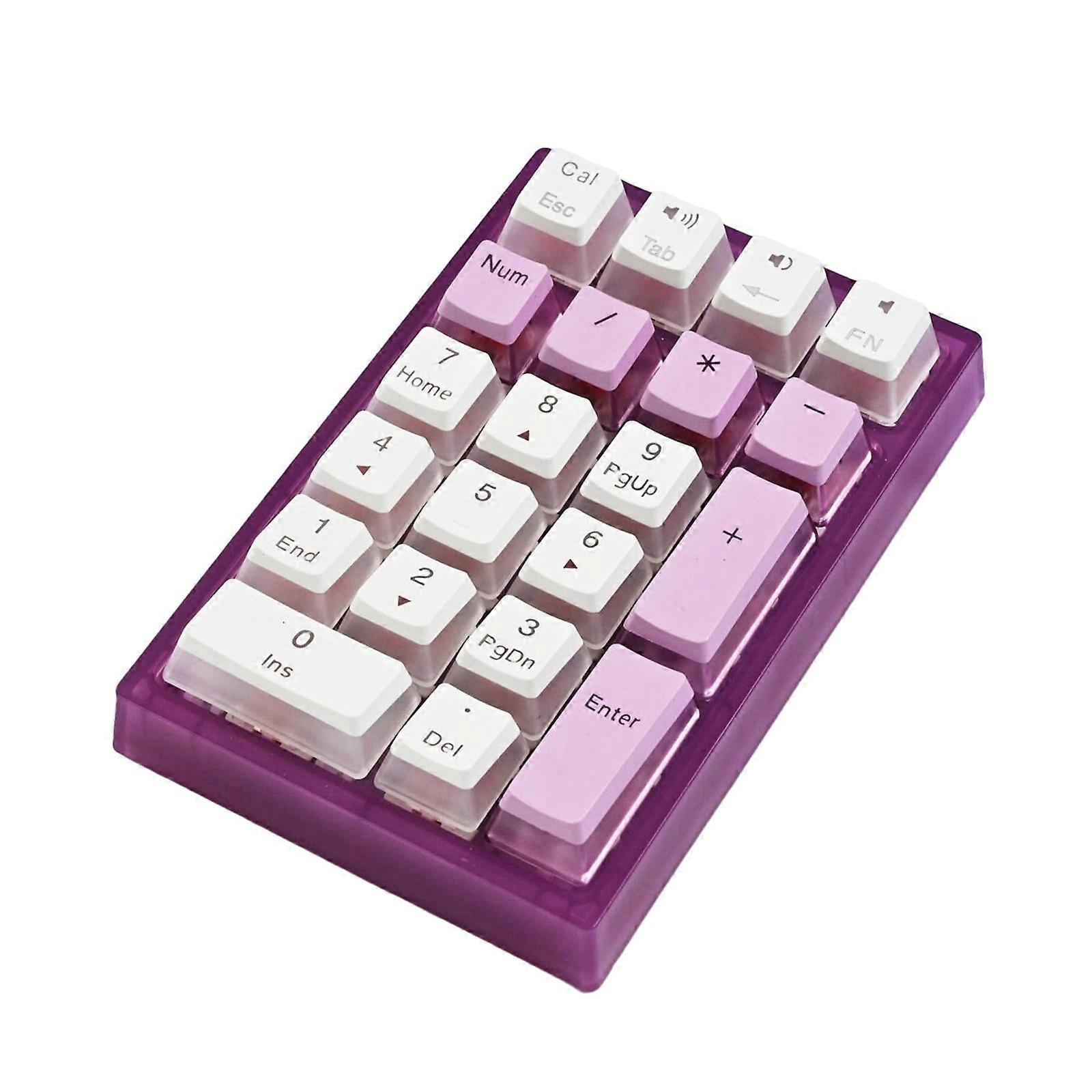 Wireless Mechanical Number Pad 21Keys 3 Mode Operation Rechargeable Battery RGBs Customization Profile Design  Purple