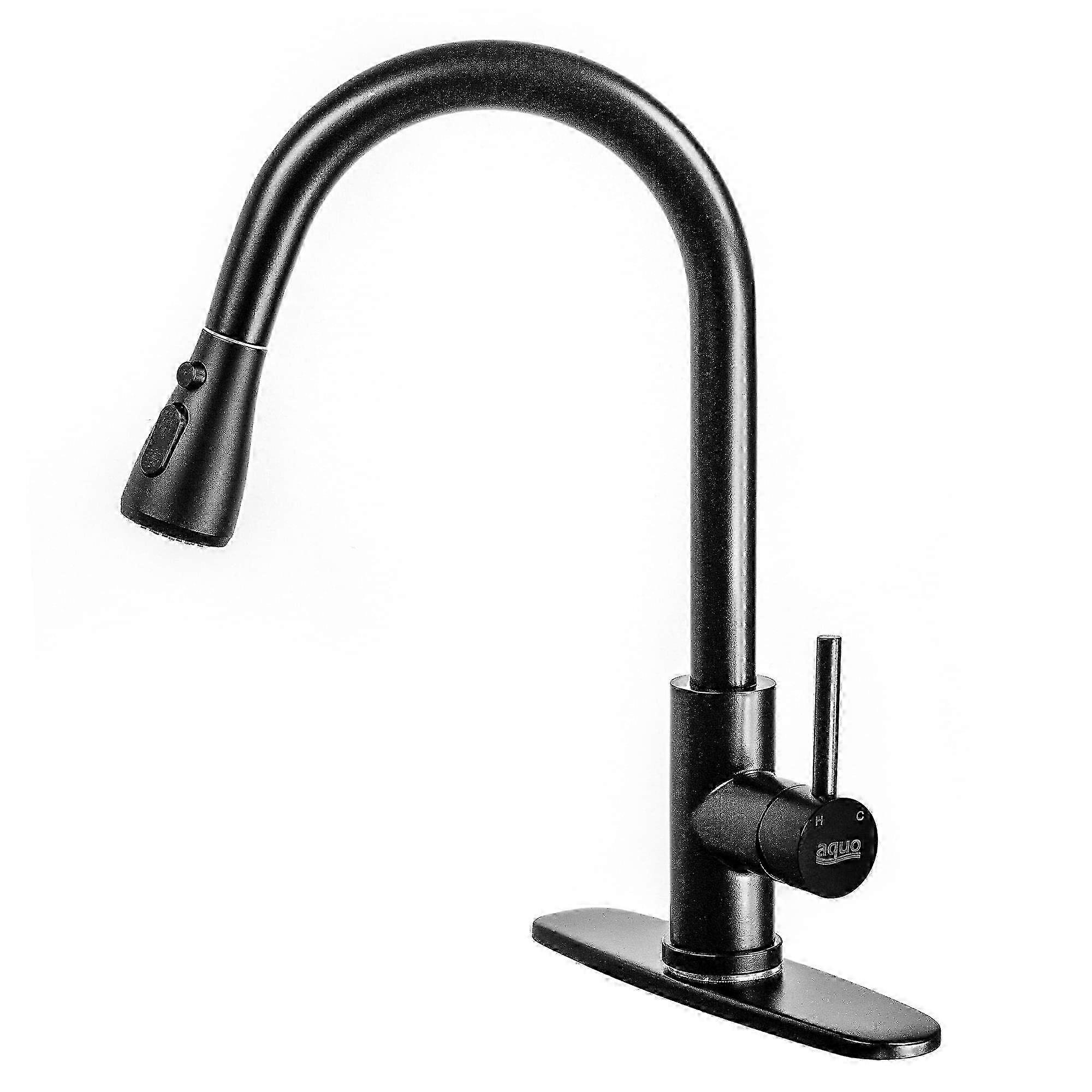 Matte Black Brass One-Handle High Arc Pulldown Kitchen Faucet - Easy to Install, Leak-Proof