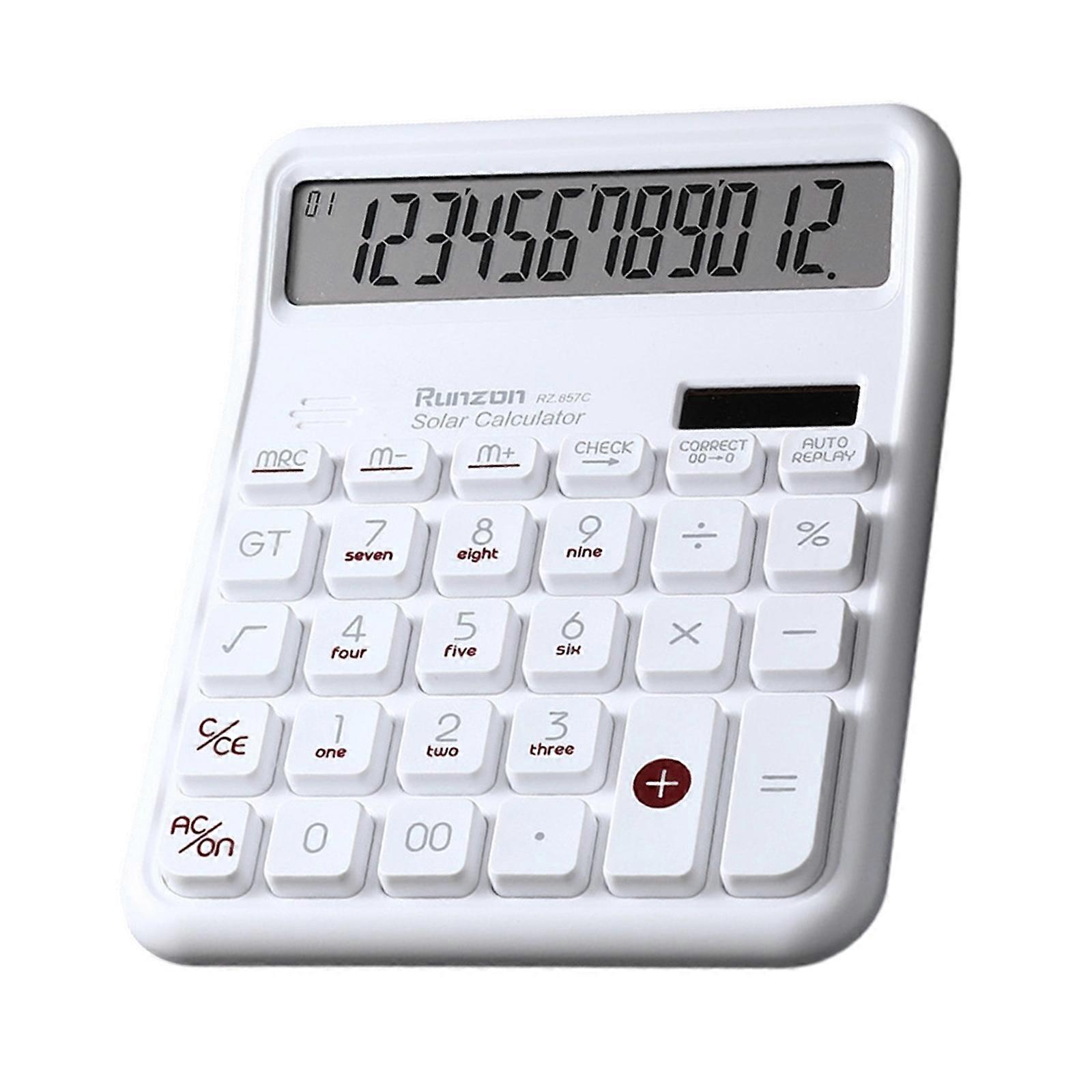 Condensed 12 Figure Calculator For Accounting Studies Oversized Screen Comfort Typing Auto Shutdown Feature  White