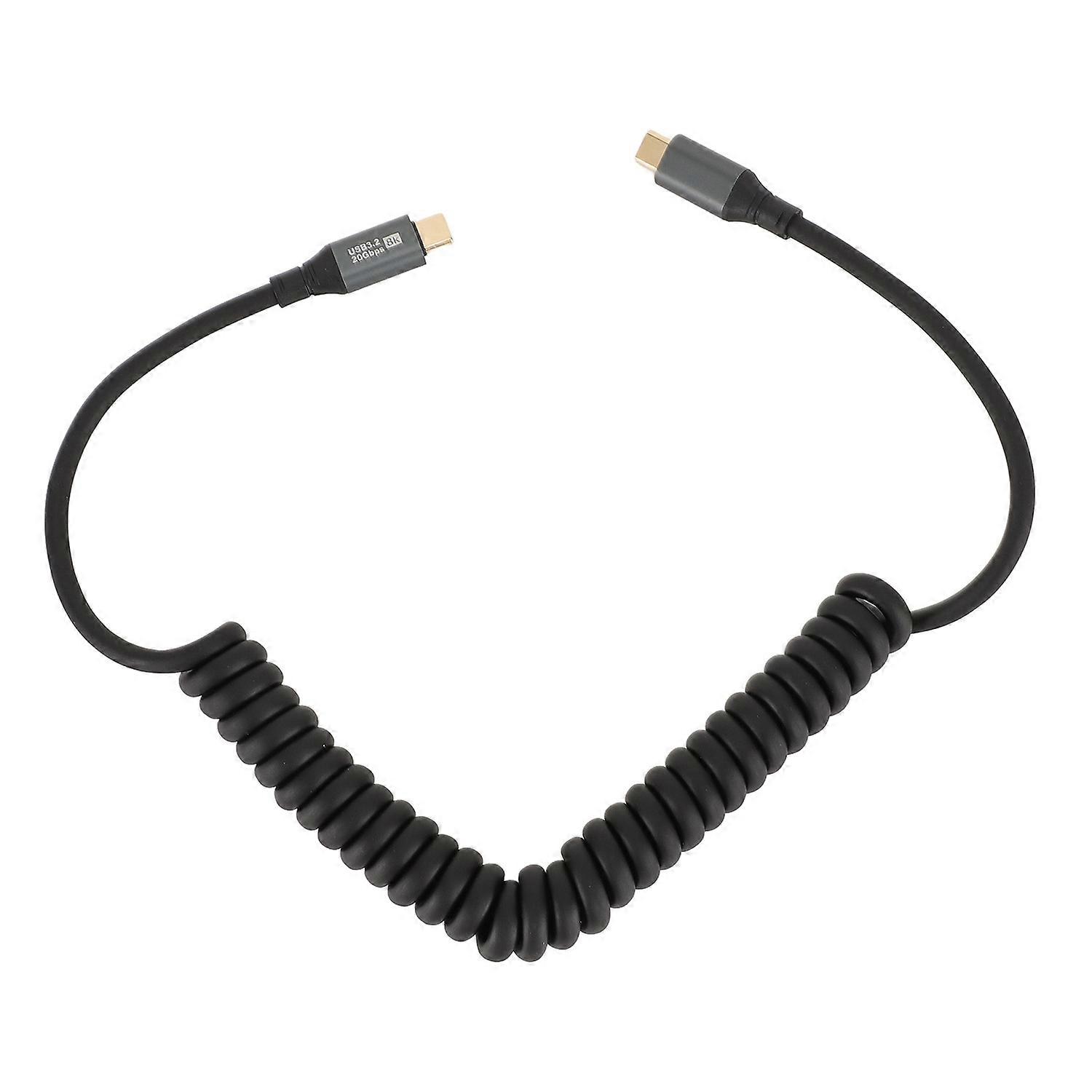 USB C to USB C Cable PD100W Fast Charging USB3.2 20Gbps 20V5A 8K 60hz Sound Video Stretchable Spring