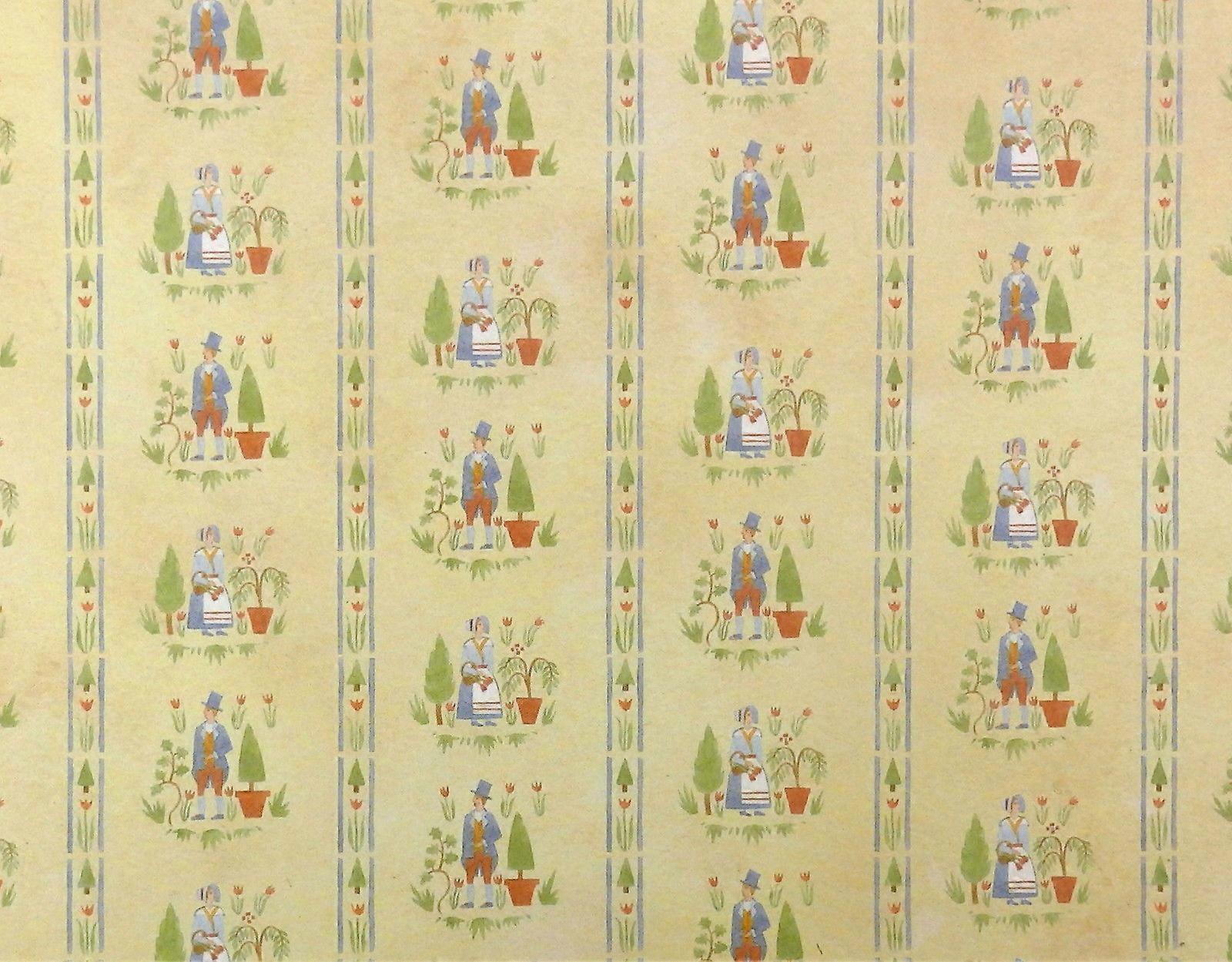 玩偶屋美国殖民地花园微型印刷品1：12壁纸