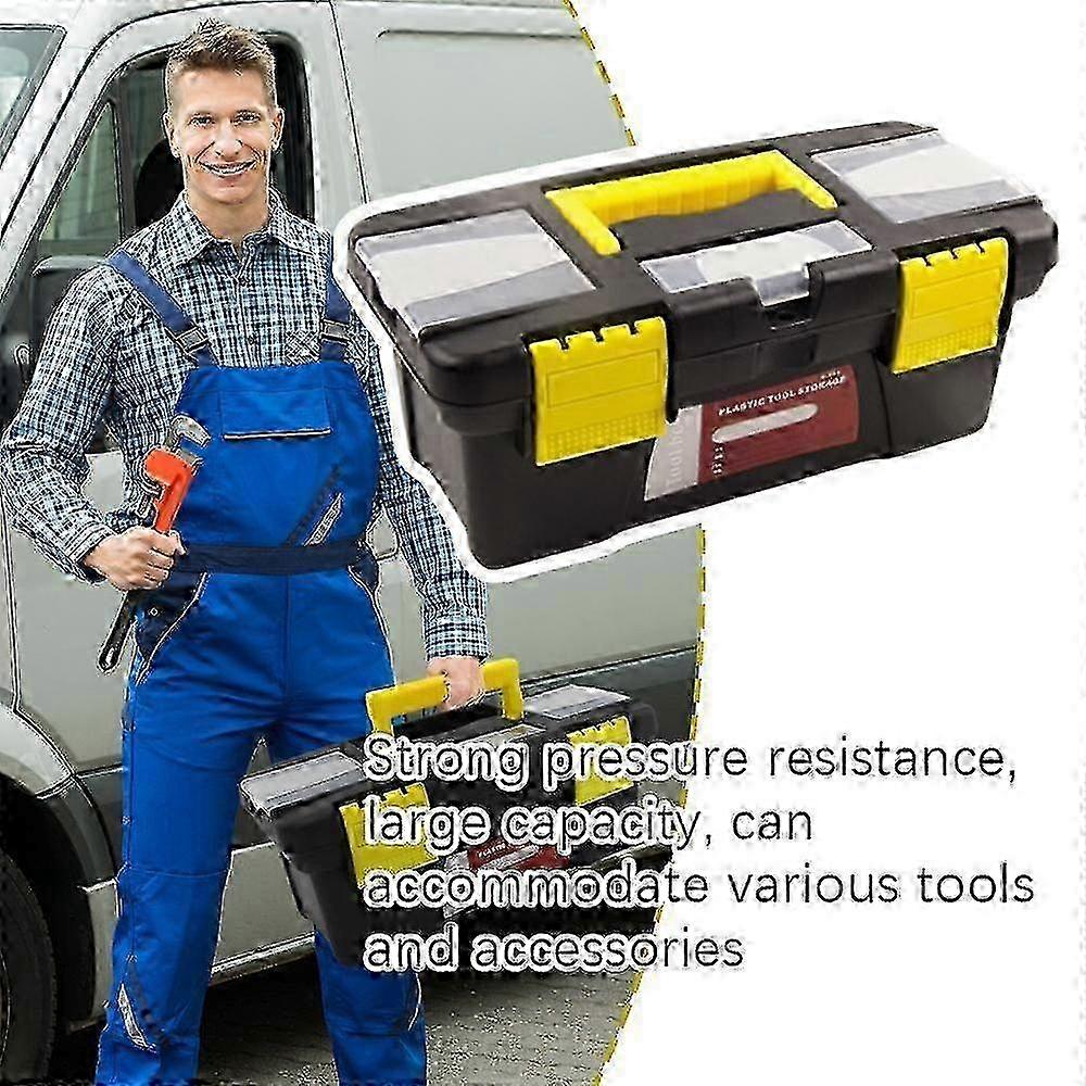 Plastic Tool Storage Box 10" with Removable Tray &Compartment Organiser Lockable