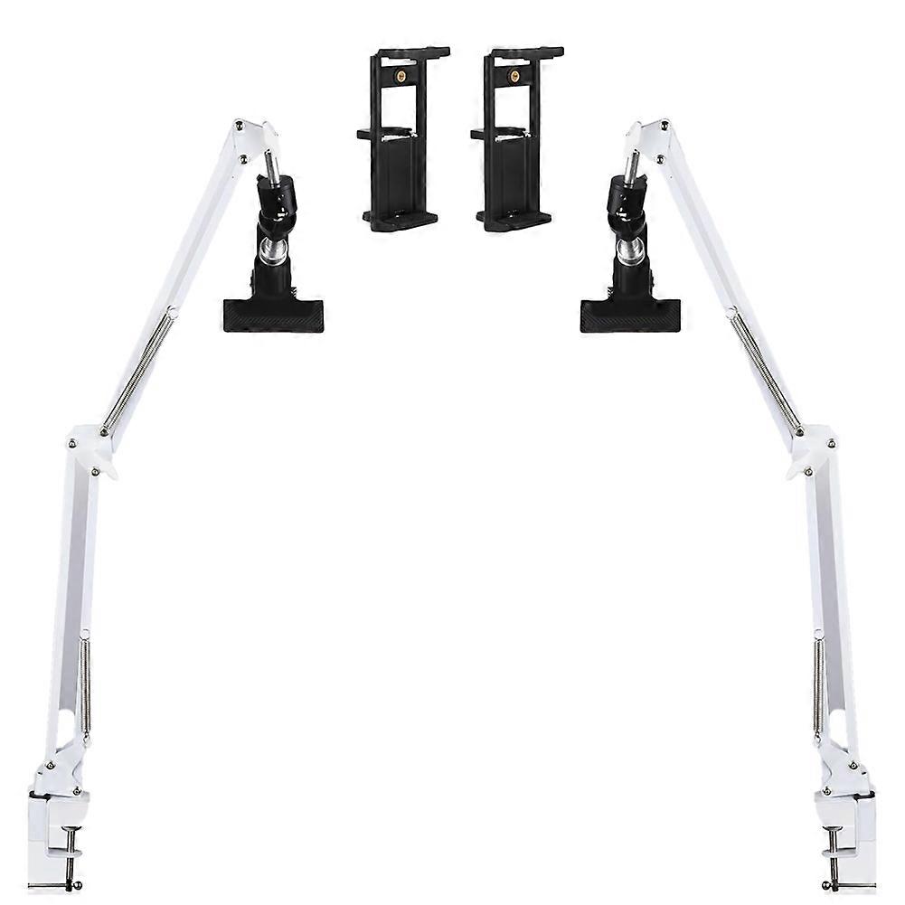 2-Piece White Adjustable Embroidery Hoop Stand for Handiwork, 3-in-1 Hoop/Tablet/Desktop Stand, 360° Rotatable