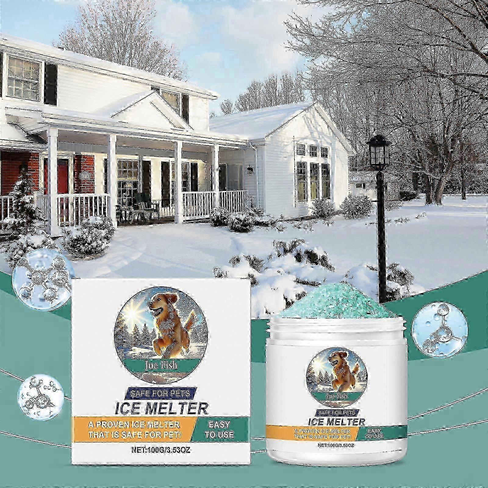 宠物安全 融冰器对混凝土安全，100 克雪盐融冰 宠物友好，用于除雪和除冰的绿盐，人行道盐，车道盐