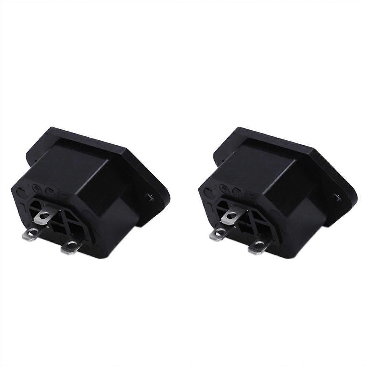 2X AC 250V 10A IEC 320 C13 Panel Mount Plug Connector Socket Black