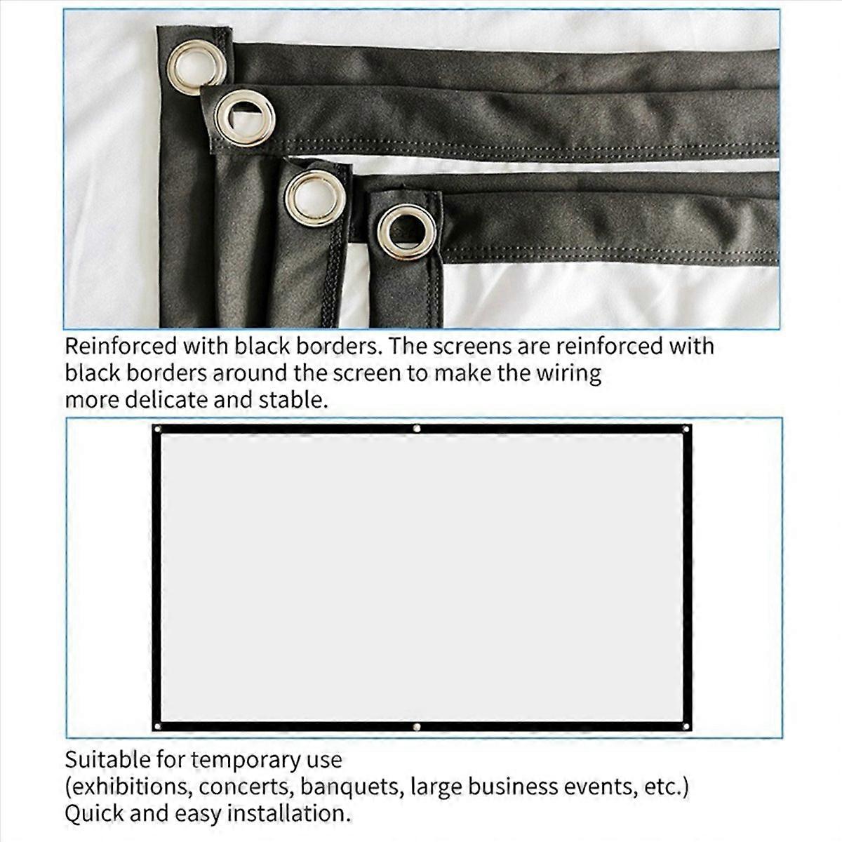 2 telas de projeção portáteis para home theater e uso externo, HD, brancas, dobráveis e antirrugas (120 polegadas)