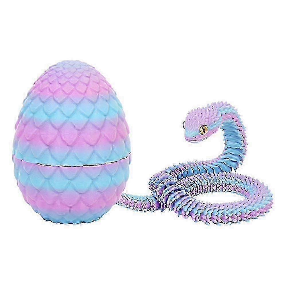 3D Printed Dragon Egg with Snake Included 2025 New Flexible Articulated Snake Toy for Fidget Stress Relief, Easter & Office Decor