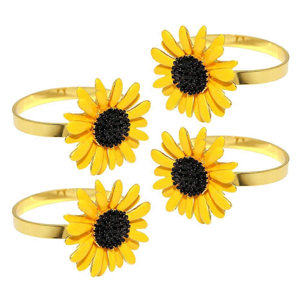 Sunflower Napkin Rings Fall Design for 4Pcs Thanksgiving Table Decor