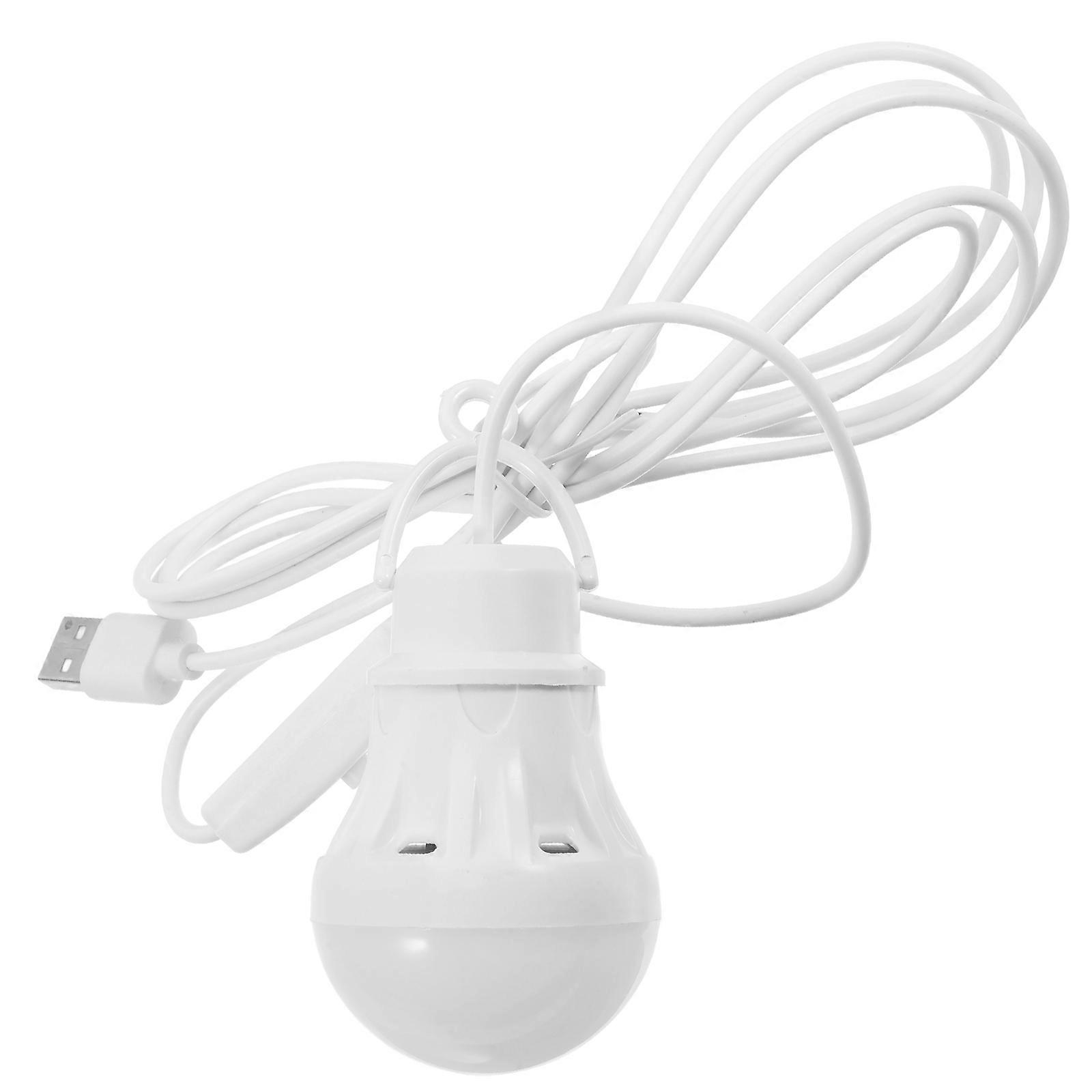 USB Rechargeable LED Bulb for Emergency Lighting Portable and Durable White Plastic