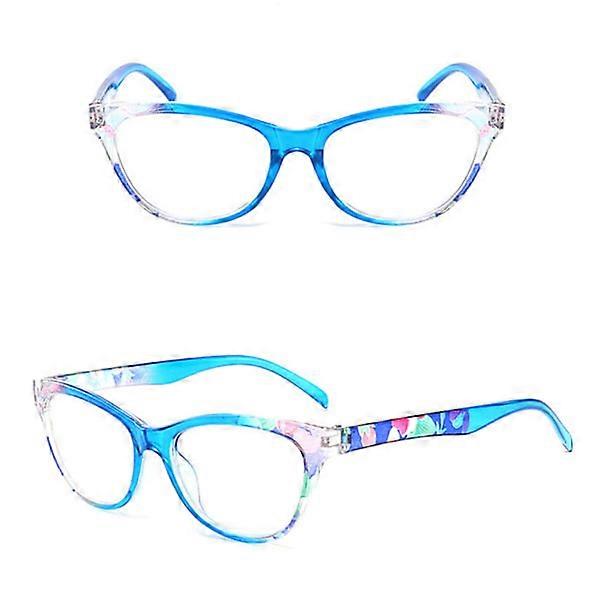 Elegant Comfortable Reading Glasses (Floral) Blue +2.5