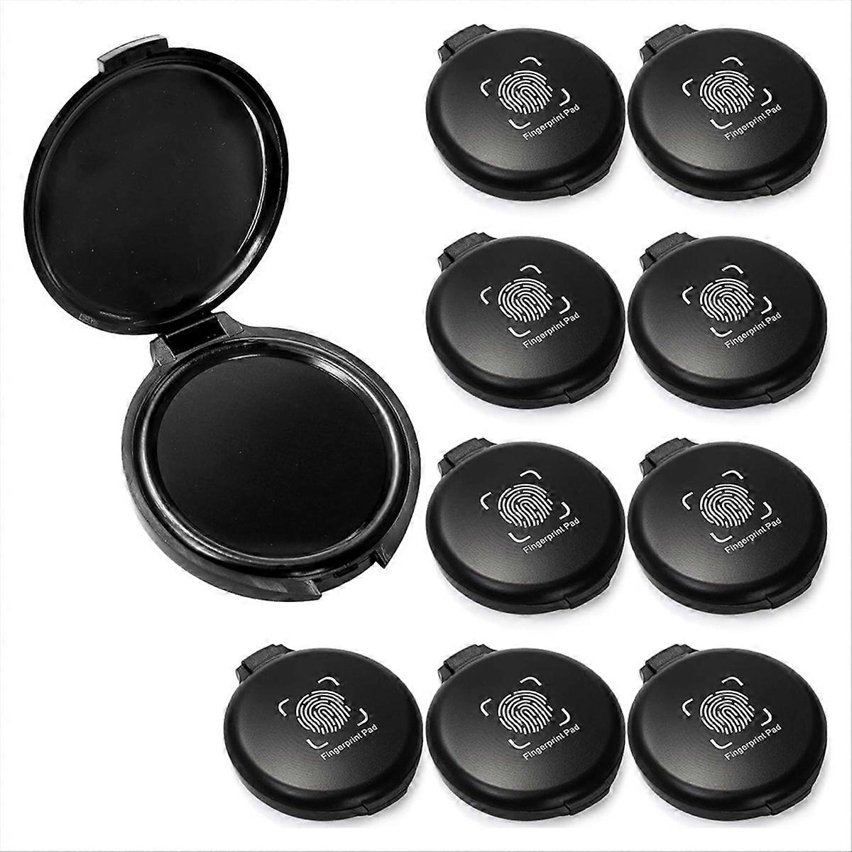 10 Pack Fingerprint Ink Pads, Mini Black Thumbprint Stamp Pad