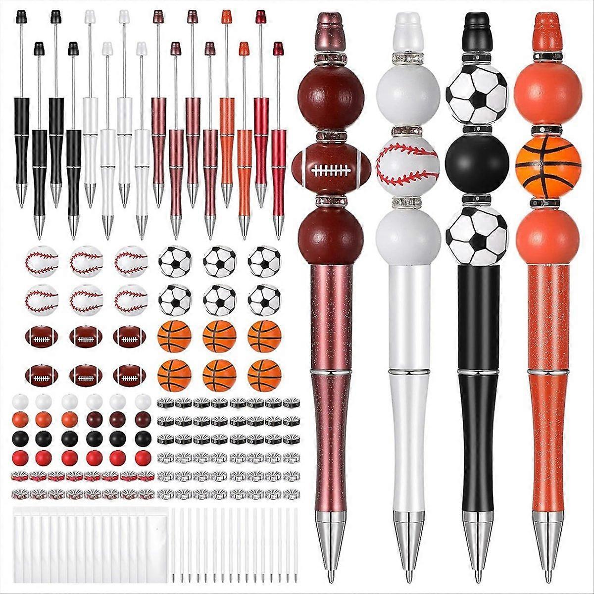 16 Set Plastic Ball Beadable Pens Bulk DIY Bead Pen Making Kit