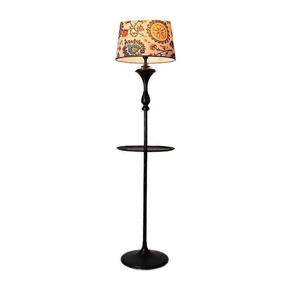Rustic Floor Lamp with Adjustable Height and Tray Table for Living Room Bedroom or Office