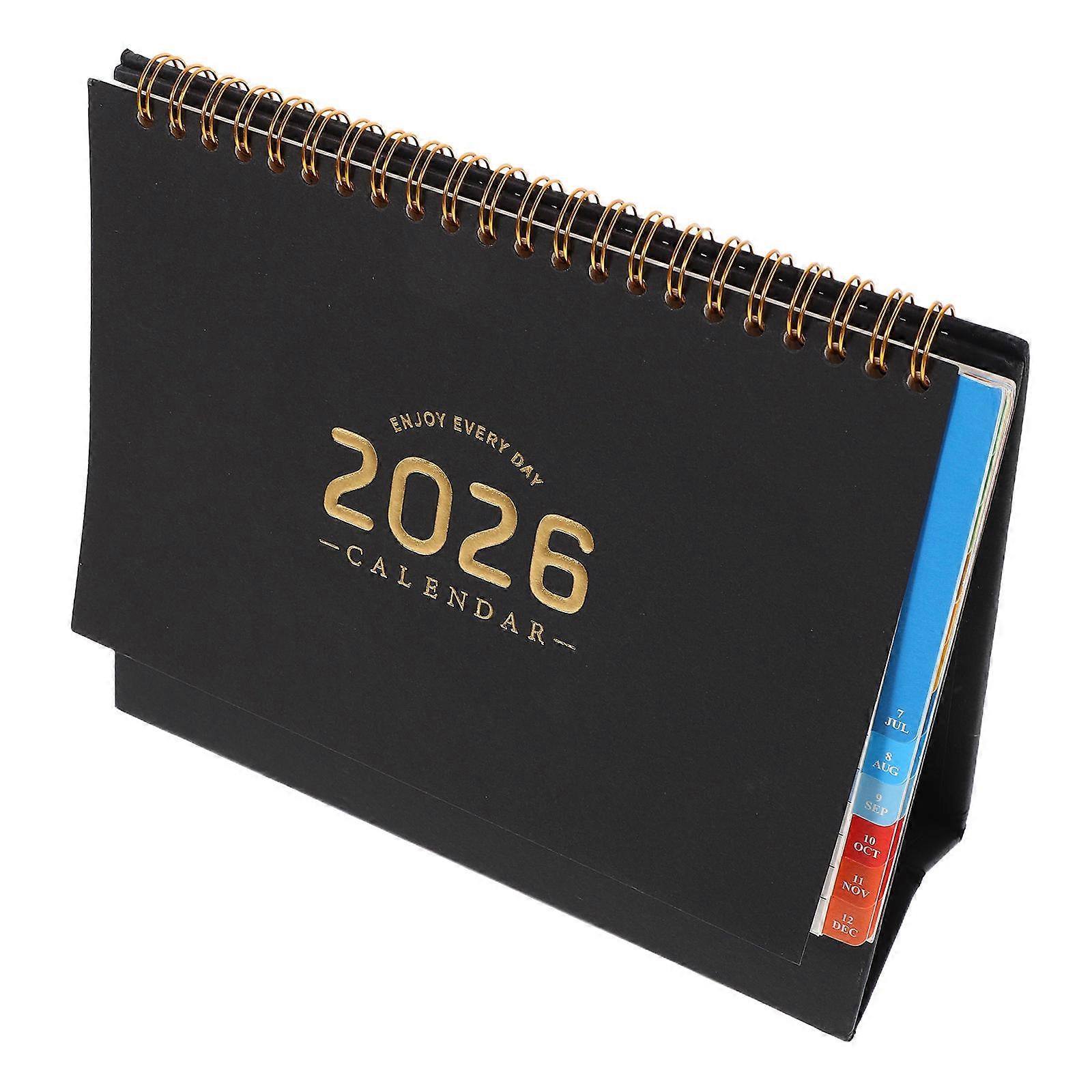 Desk Calendar Paper Black for Countdown Use Twin-Wire Binding Planner
