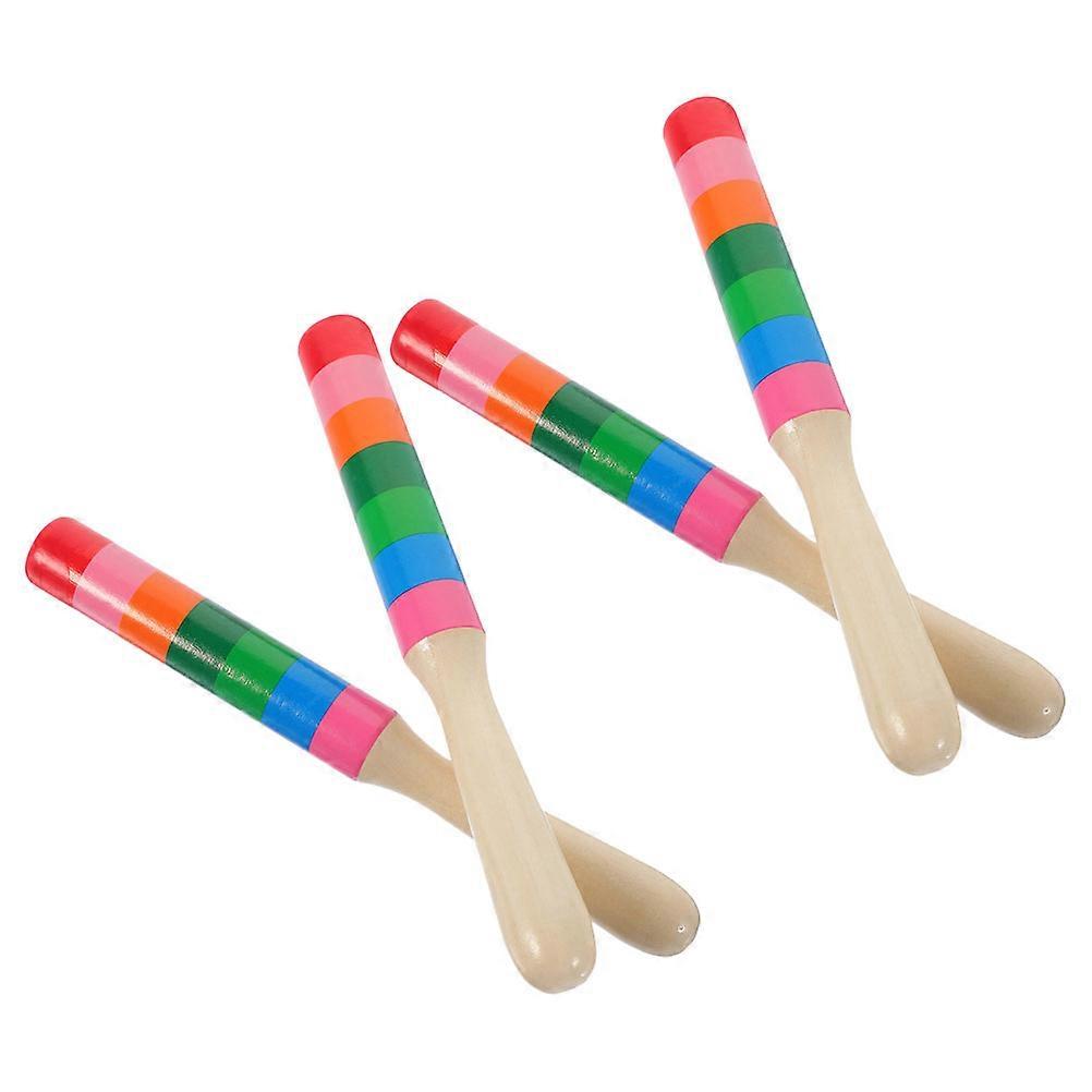 Percussion Style Rhythm Sticks 4 Pairs Wooden Music Instruments Perfect For Beginners Children Performance