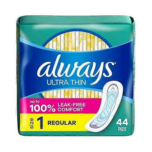 Always Ultra Thin Pads Size 1 Regular Absorbency Unscented, 44 Count
