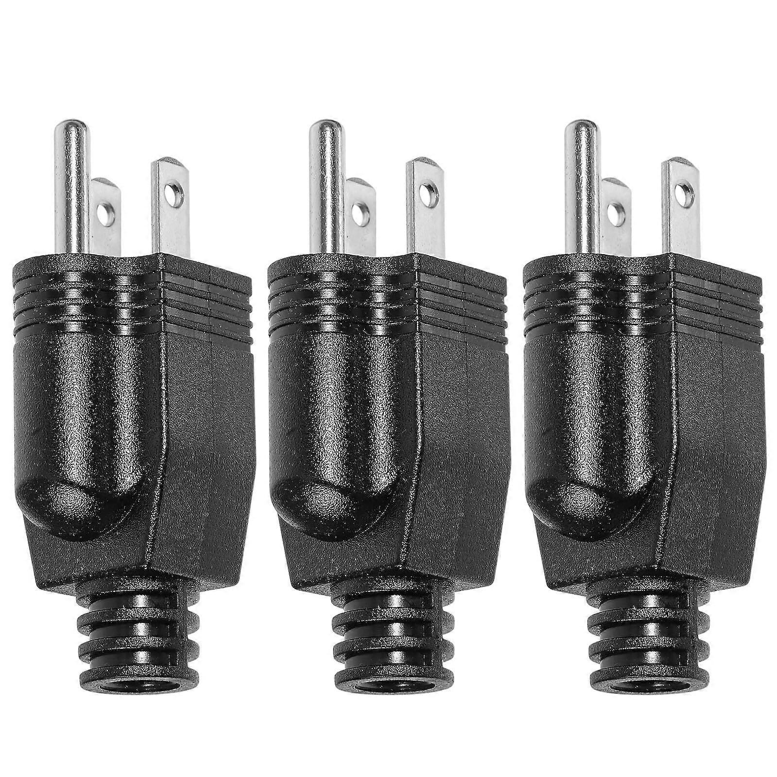 3pcs 3 Prong Replacement Plug US Standard, Heavy Duty Flame Retardant for Appliances and Tools
