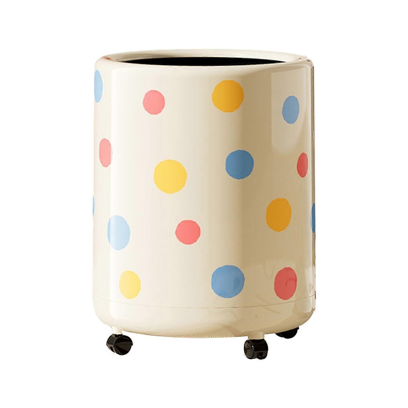Polka Dot Recycling Bin 12L with Wheels, Double Layer Waste Can for Home Office Bedroom