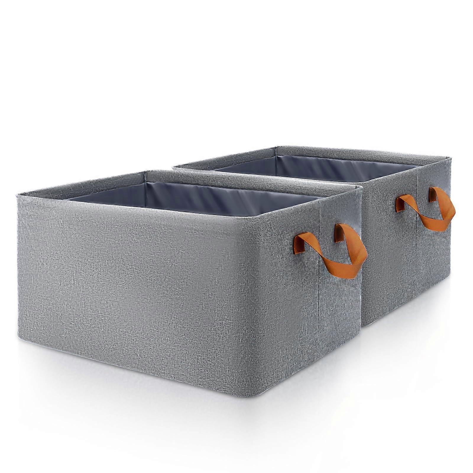 2 Pack Steel Frame Storage Bins with Handles, Foldable Fabric Closet Organizer Cubes for Clothes