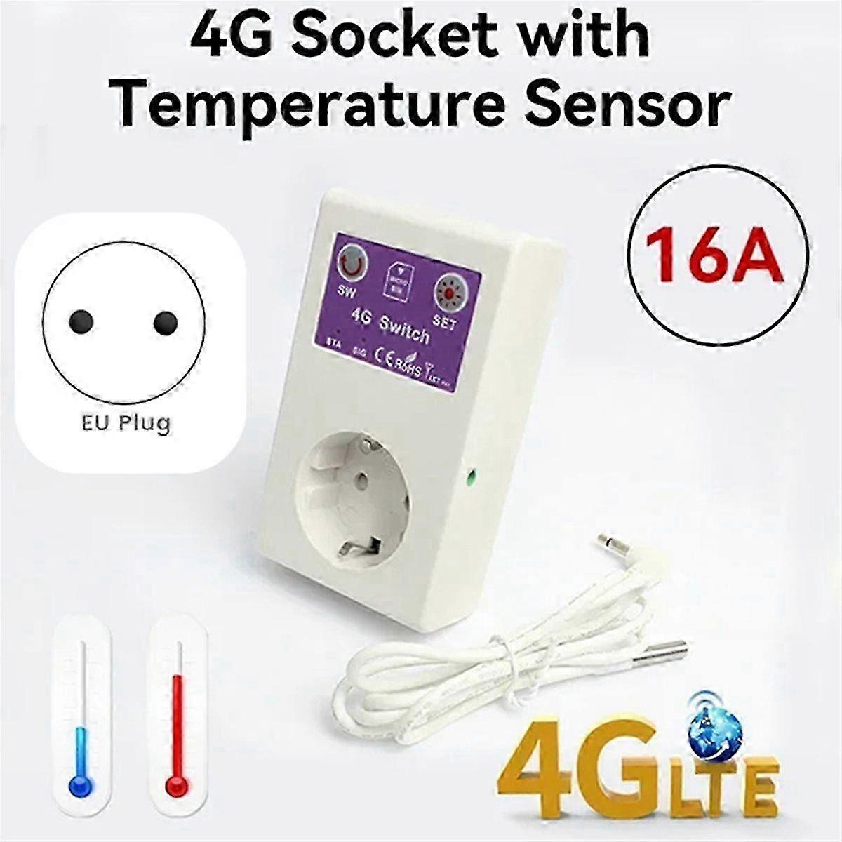 4G Smart Plug GSM SMS Remote Control Temperature Sensor Switch OFF/on Outlet 16A Home Appliance Rel