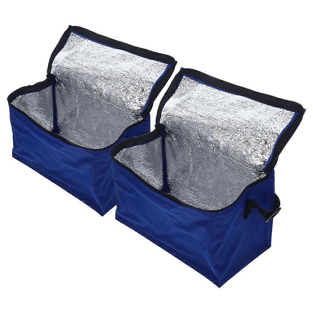 Blue Insulated Lunch Bag Made of Oxford Cloth for Bottle Lightweight Portable and Easy to Carry 2pcs