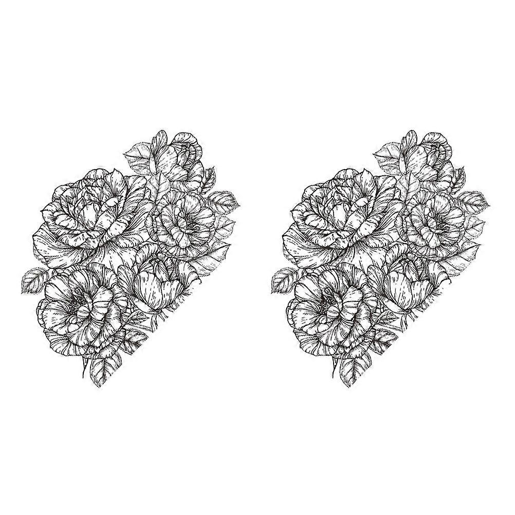 Peony Pattern Wall Sticker for Wall Decoration 2 Sheets PVC Black