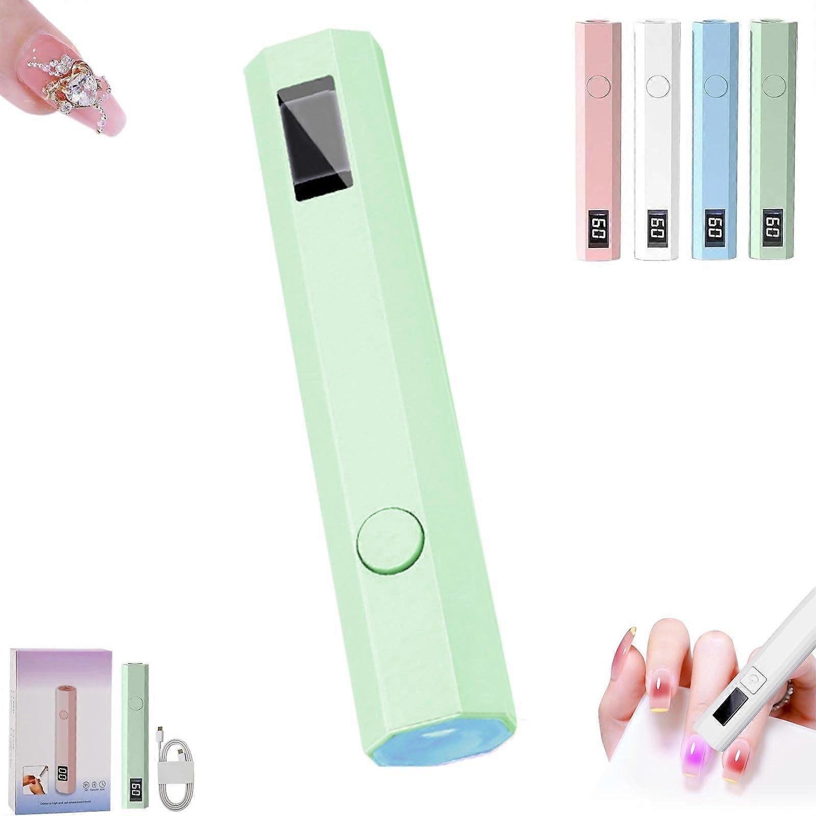 UV Nail Lamp Rechargeable Cordless LED Light for Gel Nails with Timer USB TypeC Green