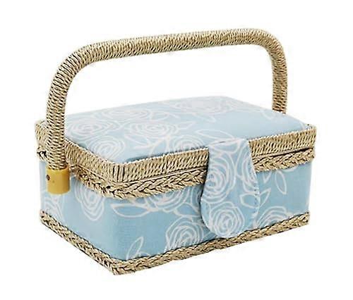Large Vintage Sewing Basket for Adults with Secure Closure and Multiple Compartments Organizer