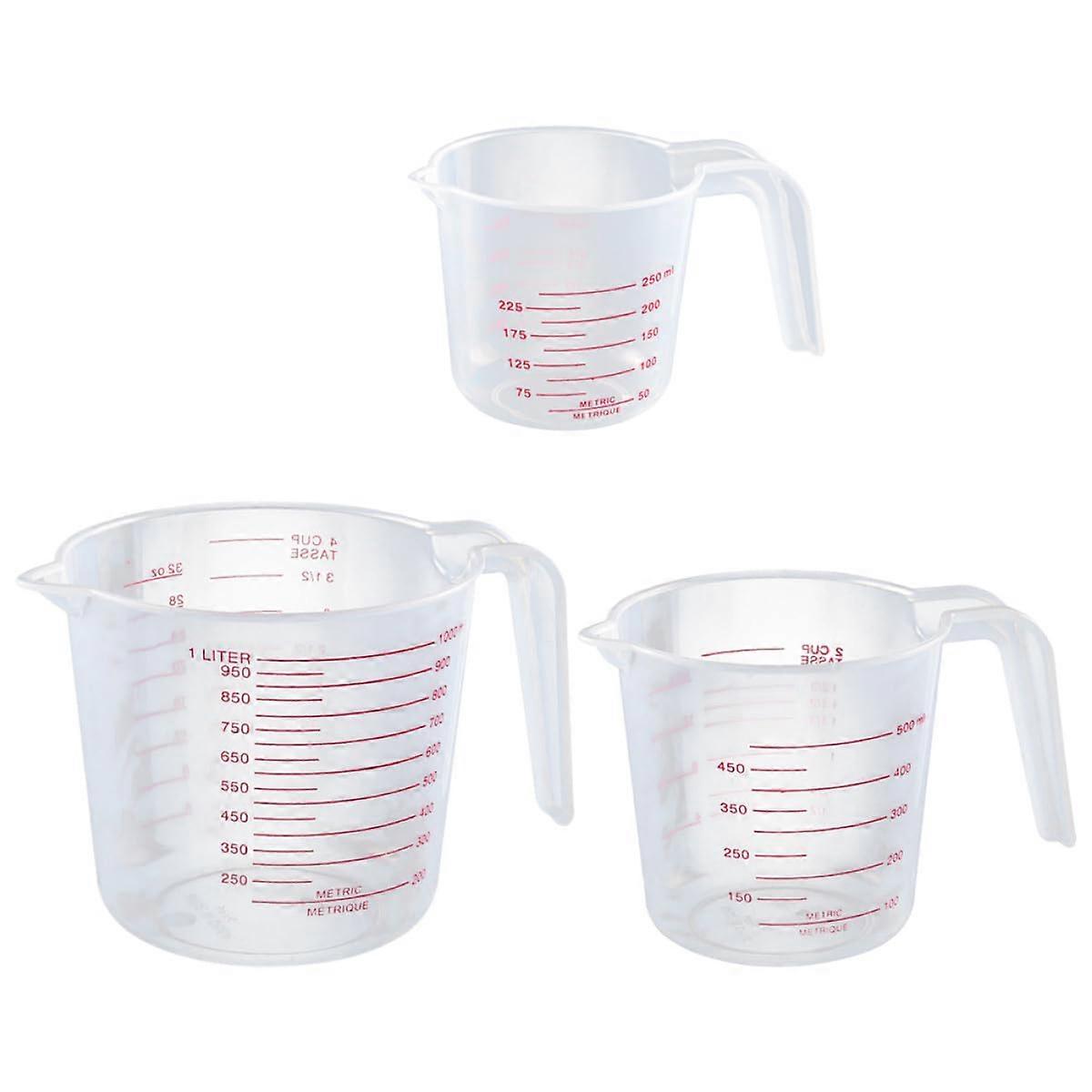 Measuring Cup Set 3pcs Plastic with Accurate Scale for Baking Cooking Milk and Water Ref:4577